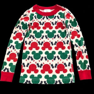 Hanna Andersson X Disney Unisex 110 / 5 Holiday Pajama Top Mickey Ears Christmas